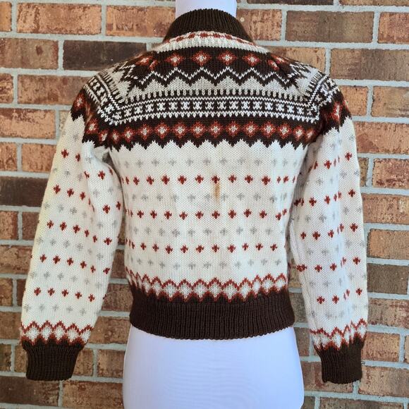 Fair Isle Cardigan Vintage Lulle Otterstad Oslo Handmade Norway Wool Knit XS - Picture 5 of 11